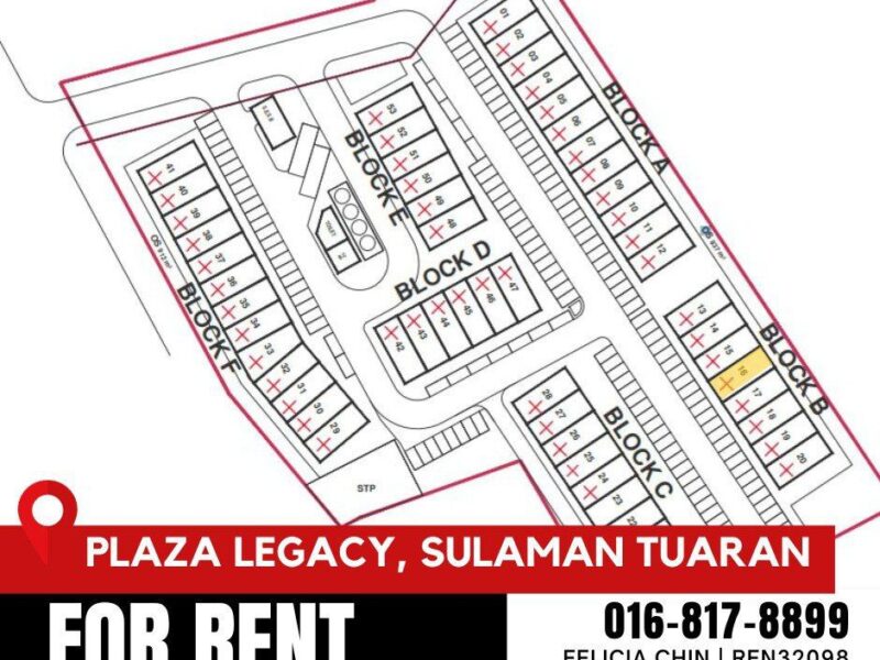 FOR RENT - PLAZA LEGACY LOT16 (GF / 1ST)