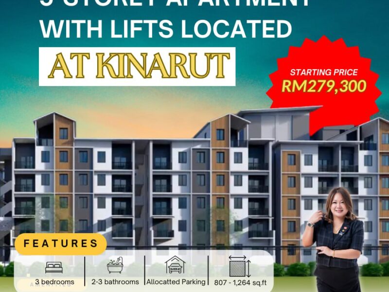๐ก5-Storey Apartment with Lifts located at Kinarut