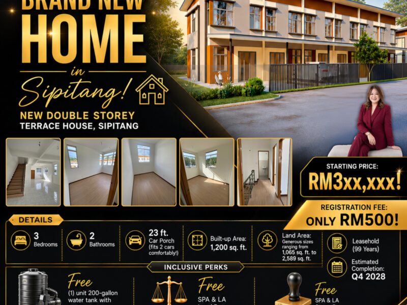 OWN A BRAND NEW HOME IN SIPITANG!